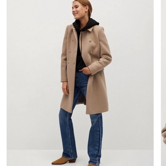 🌹SOLD🌹 MANGO Wool Tan Beige Coat NWOT - Picture 2 of 13